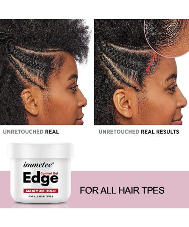 immetee Instant Control Edge Control Gel Long Lasting 4C Extreme Hold Braiding Gel Strong Hold Stylings Wax Non-greasy Smoother Edge (100g+Brush) (Edge Control Gel) - Buy Online on GoSupps.com
