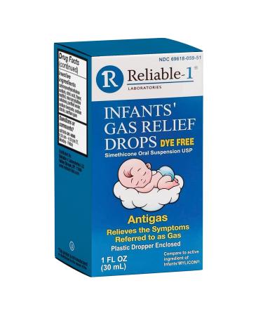 Reliable-1 Laboratories Infants Gas Relief Drops Stomach Relief Gas Drops for Babies  Infants and Toddlers | Simethicone Baby Gas Relief | Safe for Newborns  Dye Free Formula | 1 Fl Oz