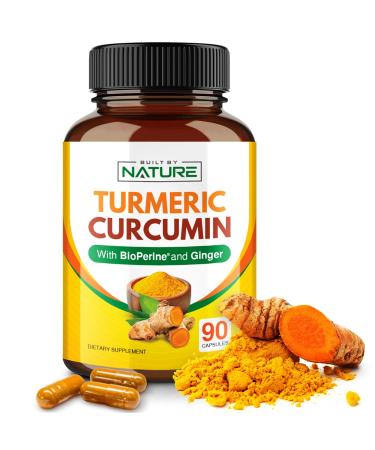 Turmeric Curcumin 1965mg with BioPerine & Ginger Extra Strength 95% Curcuminoids - Black Pepper for Max Absorption Natural Joint & Antioxidant Non-GMO Vegan Gluten Free Supplement 90 Capsules