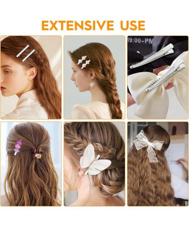 32 Pieces Crocodile Alligator Hair Clips Metal Alligator Clips Non Slip DIY Accessories for Hair 46mm 56mm 66mm 76mm Barrette for Women and Girls Silver - Buy Online on GoSupps.com