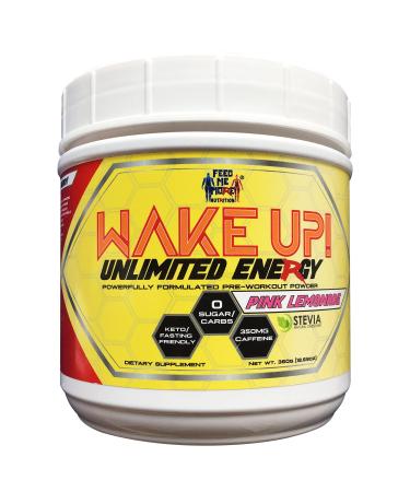 Wake UP Unlimited Energy Stevia 0 Calorie Pre Workout Powder Supplement Drink - #1 Energy Powder,Non GMO, All Natural Gluten Free Fasting/Keto Friendly (Pink Lemonade) 30 Servings