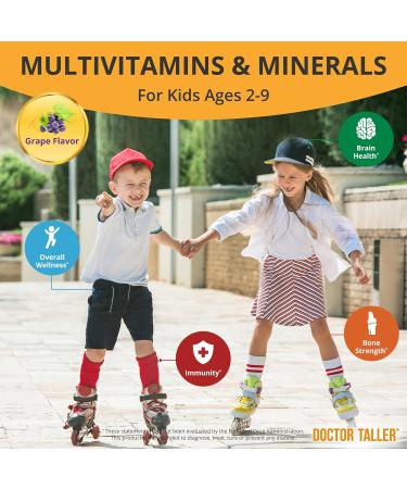 Doctor Taller Kids by NuBest - Support Healthy Growth of with Multivitamins and Multiminerals for Ages 2 to 9 Grape Flavor 180 Vegan Chewable Tablets | 3 Month Supply White - Buy Online on GoSupps.com
