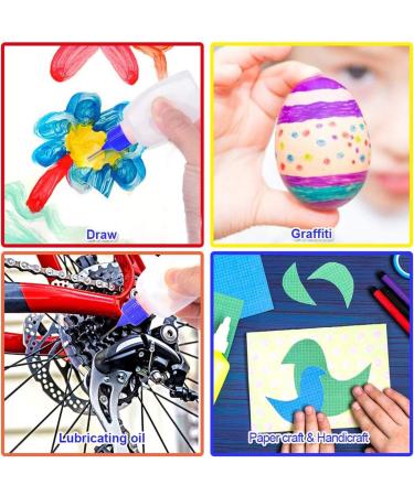 1oz Needle Tip Glue Bottle Set - 12pc Plastic Dropper Bottles with Mini Funnel - Ideal for DIY Crafts - Multicolor Lid - Buy Online on GoSupps.com