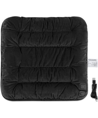Navaris Heated Pillow - 45x45 cm Heat Cushion with 3 Levels & USB Connection - Electric Heating Mat in Black | International Shipping - Buy Online on GoSupps.com