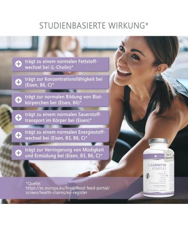 L-Carnitine Capsules 180 Count | Premium Carnipure - Vegan Formula with B3 B6 C Choline Lysine Green Tea & Caffeine | High Dose for Optimal Health - Buy Online on GoSupps.com