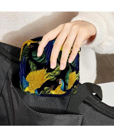 Hand Drawn Tropical Plants Animals Sanitary Napkin Storage Bag - Teen Girls Period Pouch for School - Buy Online on GoSupps.com