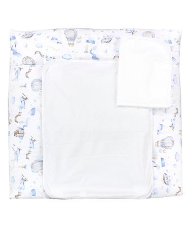Tuptam changing pad incl. 2 terry trains Model Mar02579 color: hot air balloons blue size: 75 x 80 cm hot air balloons blue 75x80 cm (1 Pack)
