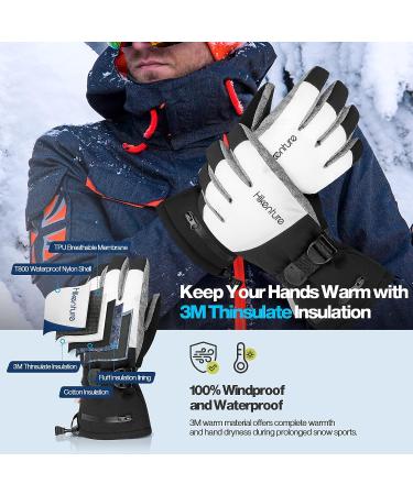 Hikenture Waterproof Insulated Ski Gloves - Men Women Snowboard Gloves for Extreme Cold Weather - Large Grey - Buy Online on GoSupps.com