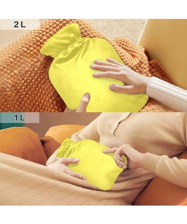 Yellow Hot Water Bottle with Cover - 1L Heat Bottle for Pain Relief | Ideal for Women Girls & Children - International Shipping - Buy Online on GoSupps.com