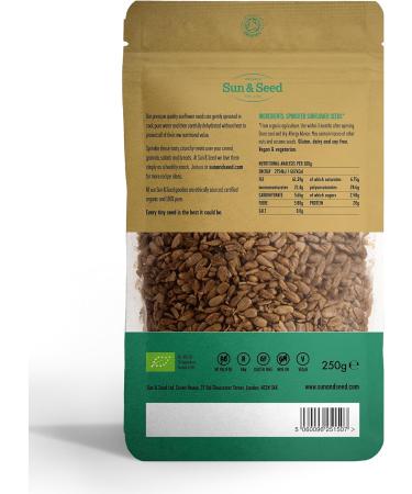 Sun & Seed 250g Sprouted Sunflower Seeds: Natural Vegan Fibre & Protein Source - Raw, Organic - Buy Online on GoSupps.com