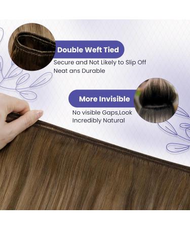 LAAVOO TREEN Balayage Brown Real Hair Extensions - 80g Light Brown & Blonde Tresses for Sewing - 35cm #8/16/8 - Buy Online on GoSupps.com