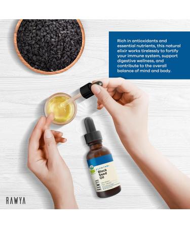 RAWYA Black Seed Oil - Cold Pressed - Nigella Sativa- High TQ 2% - Kalonji Oil - Premium Black Cumin Seed for Beauty and Wellness - Daily Essentials Nutrients - 1.7 Fl Oz Glass Bottle - Buy Online on GoSupps.com
