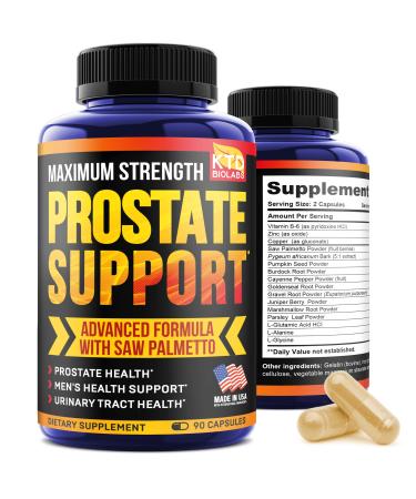 KTD BIOLABS Prostate Supplements for Men - 90 Natural Prostate Health Capsules - Pumpkin Seeds Pygeum and Saw Palmetto for Men Bladder Control and Healthy Urinary Tract Support- Made in USA