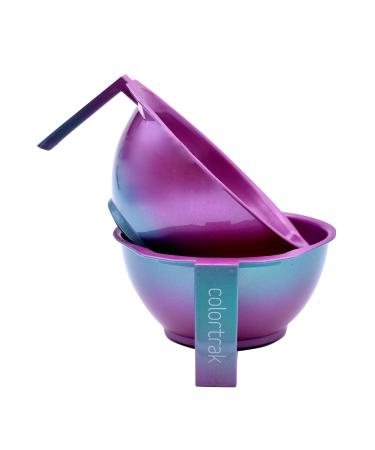 Colortrak SC Aurora Bowls, Stackable Color Bowls With Non-Slip Rubber Bottom, Easy-Pour Spout Lip, Shimmer Gradient Design, Color Grid With Milliliter Measurements, 2 Bowls