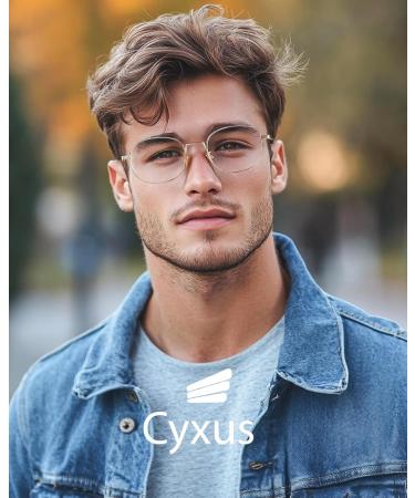 Cyxus Retro Oval Blue Light Blocking Glasses for Men & Women | Anti Eye Strain UV Protection | 8562 Gold Metal Frame - Buy Online on GoSupps.com
