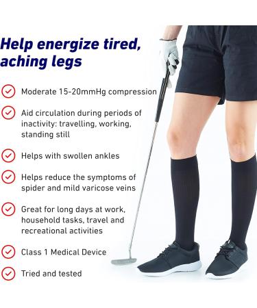 Neo-G Dress Compression Socks for Men | Knee High 14-18mmHg | Daily Wear & Long Periods of Inactivity | Size L - Black - Buy Online on GoSupps.com