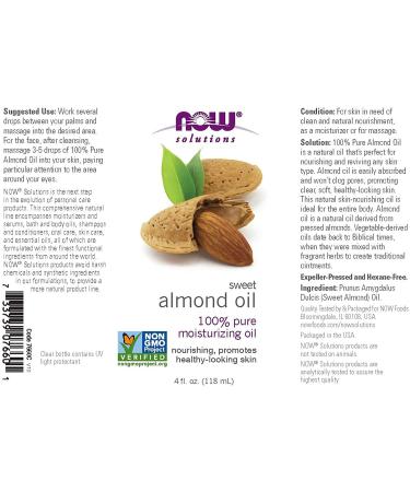 Now Foods Sweet Almond Oil 4 fl oz - Nourishing & Moisturizing | 100% Pure - Buy Online on GoSupps.com