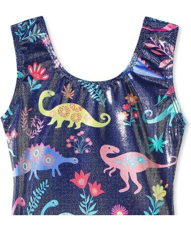 Girls Long Sleeve Skirted Leotard for Gymnastics & Dance | Unicorn Mermaid Rainbow Skirt | Size 4-5T | Blue Dinosaur - Buy Online on GoSupps.com