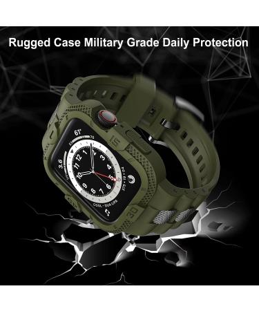 GELISHI Apple Watch Band 45mm/44mm/42mm with Rugged Bumper Case | Army Green Military Band for Watch Series 8/7/6/SE/5/4/3/2 | Protector and Sport Band - Buy Online on GoSupps.com