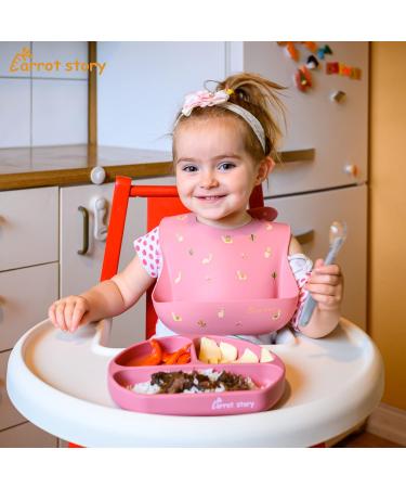 Carrot Story 100% Silicone Suction Baby Toddler Plate 2-Pack - BPA Free, Waterproof, Washable, Microwave/Dishwasher Safe (Sweet) - Buy Online on GoSupps.com