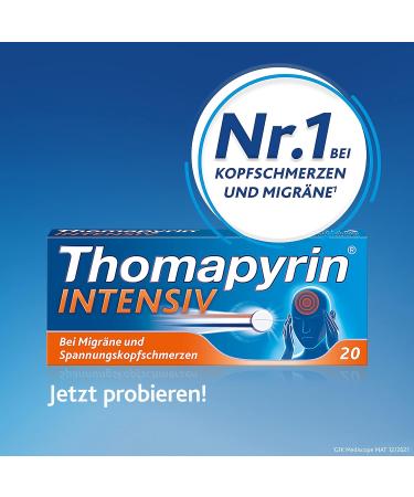 Thomapyrin INTENSIV Tablets - Relief for Intense Headaches & Migraines - 20 Pieces - 3x Power for Fast Action - Buy Online on GoSupps.com