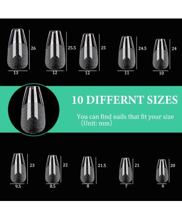 Buy 504 Pcs Nail Tips - Pre-Buff PMMA Resin Full Cover Ballerina Artificial Nails | DIY Nail Art Starter Kit - 10 Sizes - Buy Online on GoSupps.com