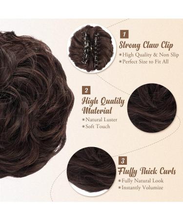 BARSDAR Claw Clip Messy Bun Hairpiece | Curly Synthetic Hair Extension for Women | Natural Black mix Chestnut Brown | Updo Chignon - Buy Online on GoSupps.com