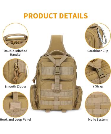 Enjohos Tactical Breast Pocket Military Shoulder Bag - Molle Sling Backpack for Men | Ideal for Hiking Trekking Travel & Camping - Brown - Buy Online on GoSupps.com