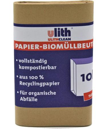UlithClean Organic Compost Bags | Waterproof Paper Waste Bags | 10L | 100 Pack - Eco-Friendly Solution for Sustainable Living - Buy Online on GoSupps.com