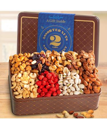 Two Pound Assorted Roasted Nuts Gift Tin - Buy Online on GoSupps.com