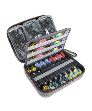USA GEAR XL Semi Hard Shell Dart Case - Darts Carrying Case for Darts (15), Dart Tips, Dart Shafts, Dart Flights, and More Dart Accessories - Compatible with Soft Tip Darts and Steel Tip Darts (Black)