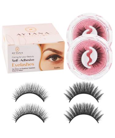 AYTANA Reusable Self Adhesive Eyelashes Glueless Lashes - Waterproof Glazy Boo False Eyelashes Natural Look - Fake Eyelashes Press on Lashes No Glue Eyelashes - Easy Eyelashes for Beginners | 4PCs