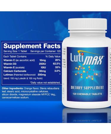 Lutimax Luteolin Complex - Immune Support & Brain Supplement | Antioxidants with Vitamin C D E for Joint & Muscle Health - 120 Tablets - Buy Online on GoSupps.com