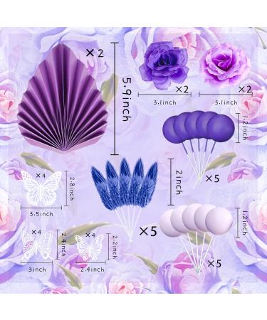 JeVenis Lavender Cake Decoration Purple Rose Cake Topper Butterfly Palm Leaves Purple Balls Cake Decoration for Wedding Bridal Shower Birthday Colour1 - Buy Online on GoSupps.com