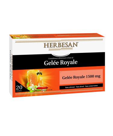 HERBESAHERBESAN® - Royal Jelly 1500MG Organic - Royal Jelly, Honey, Pollen - Immune Defenses - Made in France - 20 ampoules of 15mlN® - Royal Jelly 1500MG - 20 ampoules of 15 ml