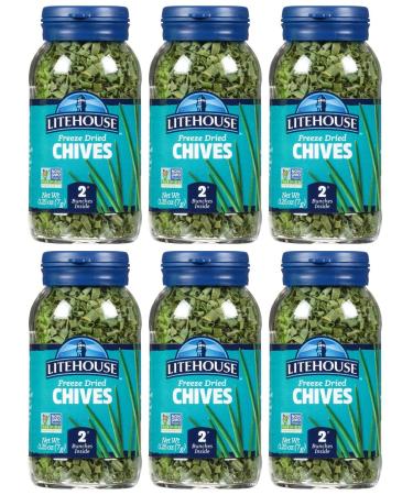 Litehouse Instantly Fresh Chives | 1 Jar Equals 2 Bunches of Fresh Chives | 6 Jars Total | Non GMO | Preservative Free | Gluten Free | Packaging May Vary