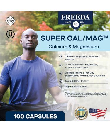 Freeda Super Cal/Mag Calcium Magnesium - 250 Capsules - Vegetarian/Vegan Bone & Joint Support Supplement - Buy Online on GoSupps.com