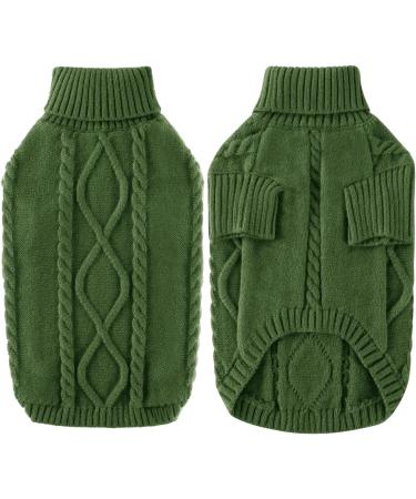 Alagirls Small Dog Sweater - Warm Turtleneck Winter Clothing for Chihuahua Yorkie Poodle & Pomsky - Army Green M - Buy Online on GoSupps.com