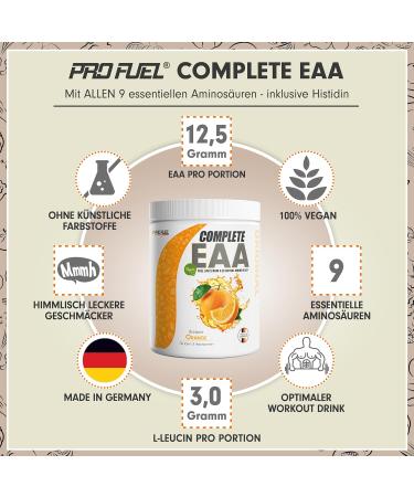 EAA Powder 2x500g - 12 500mg Essential Amino Acids | Vegan Amino Drink | Orange Flavor Refreshing & Complete Amino Workout Supplement - Buy Online on GoSupps.com