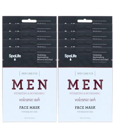 SpaLife Hydrating, Purifying, Anti-Aging, Detoxifying and Soothing Korean Beauty Facial Masks (10 Masks (Men's Volcanic Ash))