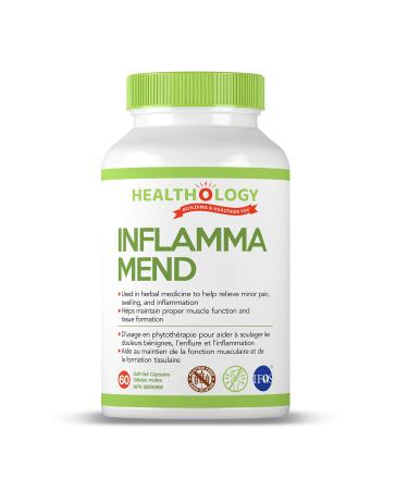 Healthology INFLAMMA-MEND | Inflammation Support | Anti-Inflammatory Supplement | Pain Relief | Reduce Swelling | 60 Soft-Gel Capsules | Fish Oil EPA DHA Curcumin Bromelain Magnesium Lipase