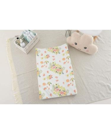 Gilded Bird Wedge Baby Changing Mat with Raised Sides | 69x44cm, Extra Thick & Wipeable | Orange Bloom - White - Buy Online on GoSupps.com