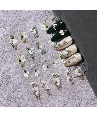 JMEOWIO 6 Sheets 3D Embossed Spring Flower Nail Art Stickers Decals Self-Adhesive 5D Colorful Summer Floral Tulips Nail Supplies Nail Art Design Decoration Accessories - Buy Online on GoSupps.com