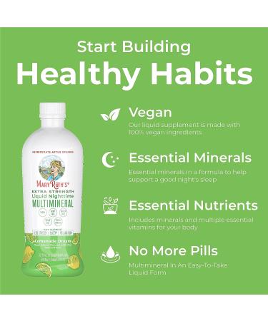 Nighttime Liquid Multimineral Supplement - Sugar Free Sleep Support for Adults & Kids - Magnesium, Calcium & MSM - Lemonade Flavor - Vegan & Gluten Free | 32 Servings - Buy Online on GoSupps.com