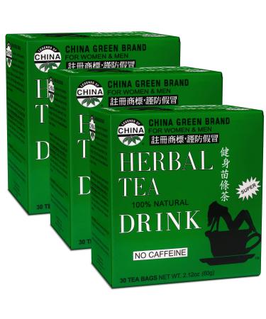Uncle Lee's China Green Herbal Tea No caffeine 100% Natural 30 Count (Pack of 3) 10 Count (Pack of 3)