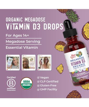 MaryRuth Organics Vitamin D3 Liquid Drops | Megadose 4000 IU | USDA Organic Liquid Vitamin D Spray for Adults & Kids | Immune Support & Bone Health | Vegan | Gluten Free | Non-GMO | 30 Servings - Buy Online on GoSupps.com