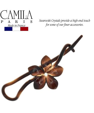 Camila Paris CP1592 Flower Hair Barrette Pin Clip - Tortoise Shell, No Metal Parts - Strong Grip for Women & Girls - Made in France - Buy Online on GoSupps.com