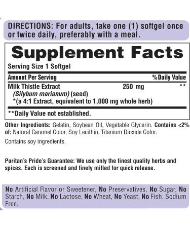 Puritan's Pride Milk Thistle 90ct - Natural Liver Support Supplement - Buy Online on GoSupps.com
