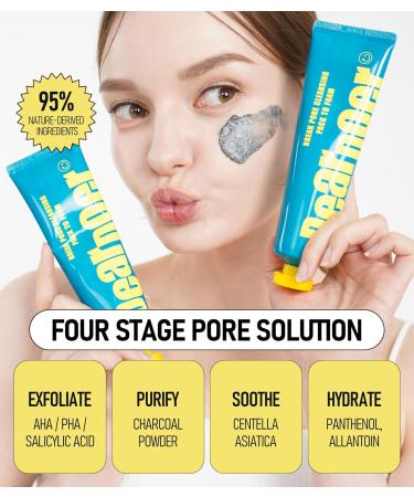 Break Pore Cleansing Pack to Foam 3-in-1 Korean Skin Care Wash-Off Mask & Exfoliator & Cleanser w/Charcoal and Salicylic Acid AHA BHA PHA for Oily Congested Skin (3.38 fl oz) Break 3.38 Fl Oz (Pack of 1) - Buy Online on GoSupps.com