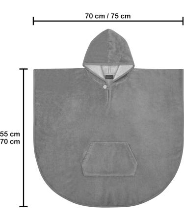 Normani Children's Bath Poncho - Cotton Toddler Bath Towel with Hood | Grey 70x75 cm Bathrobe - Buy Online on GoSupps.com